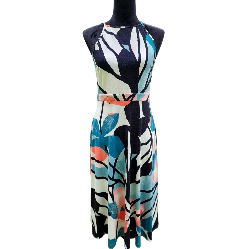 Womens Tropical Sleeveless Summer Midi Dress